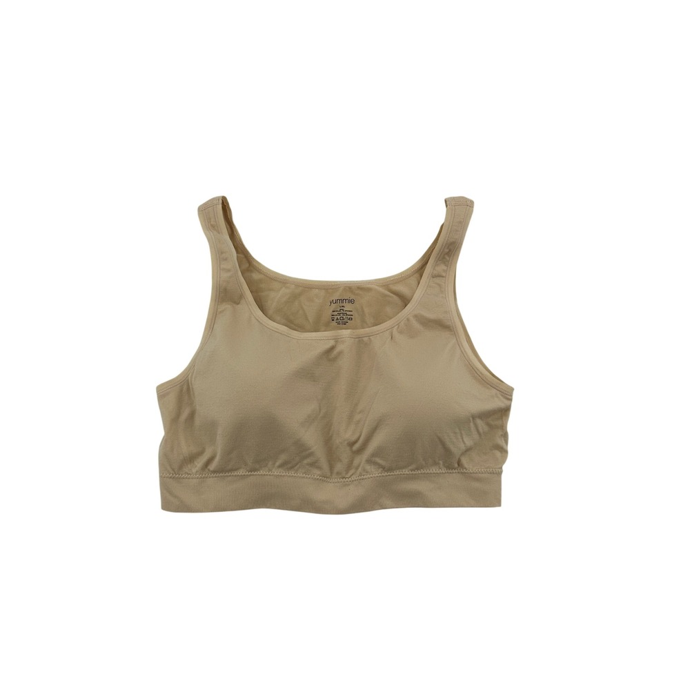 Yummie Womens Seamless Bralette Scoop Neck Tan Beige L/XL Stretch
